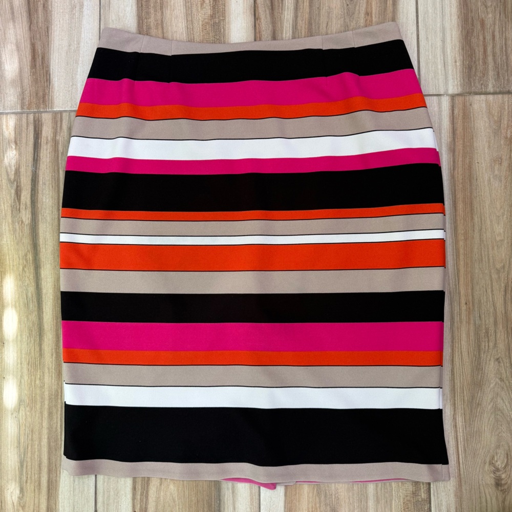 Kasper | Striped Multicolor Stretch Suit Skirt Size 16 - Picture 2 of 9